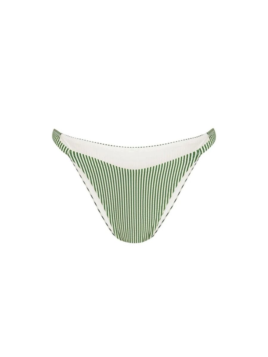 Green Stripe Curved String Brief Green Stripe