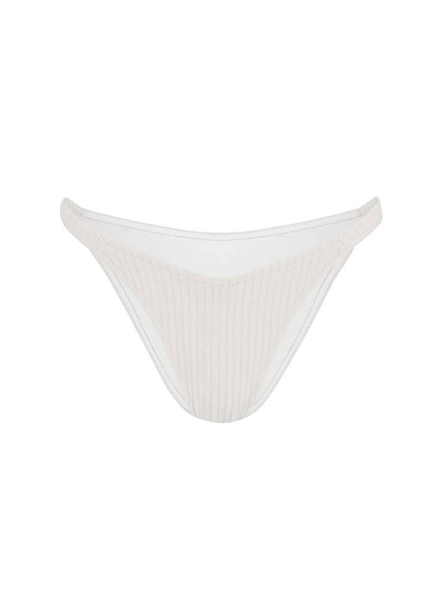 Cord Towelling Curve String Brief - Ivory