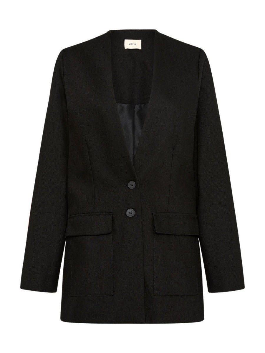 Collarless Jacket Black