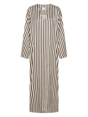 The Resort Dress Ecru with Black Stripes