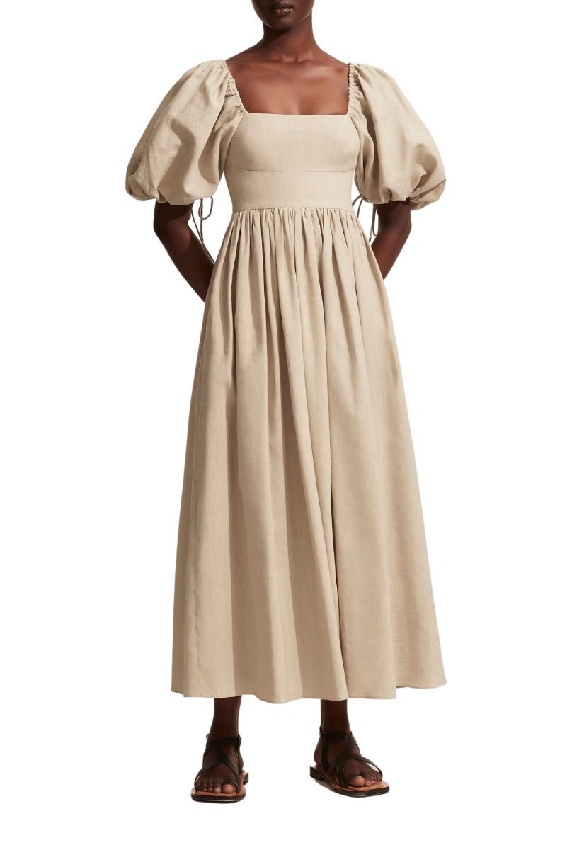 Linen Peasant Dress Natural