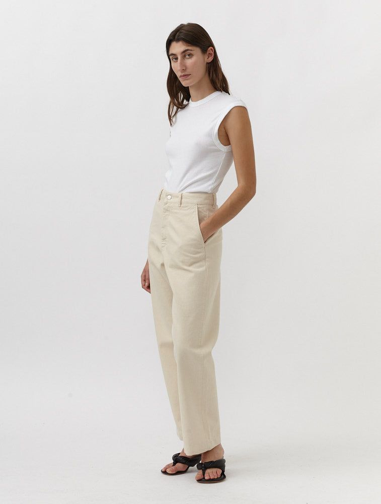 Fray Organic Cotton Trouser - Ecru