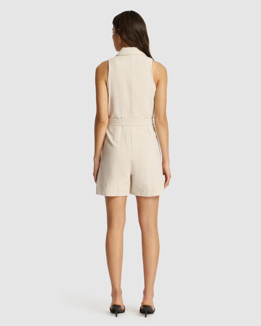 Huntington Linen Playsuit Natural