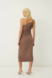 Taylor Ruched Cut Out Midi Dress Desert Taupe