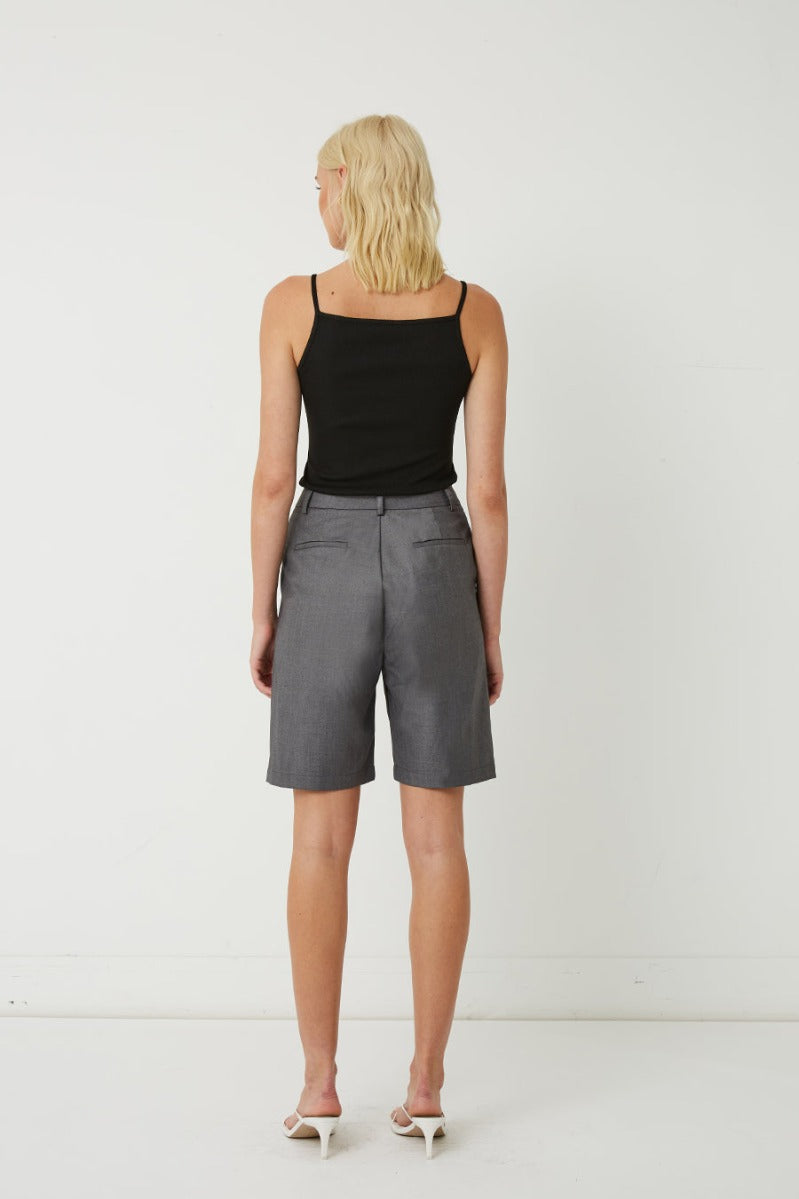 Carter Pleated Shorts Dark Slate