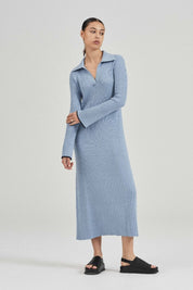 The Arlo Dress Blue Melange Cotton