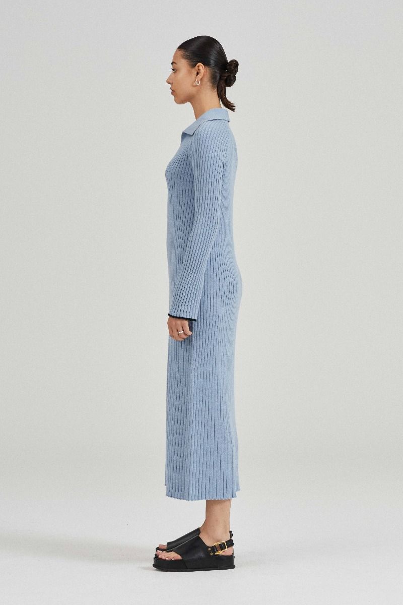 The Arlo Dress Blue Melange Cotton