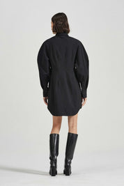 The Longsleeve Paloma Dress Black Cotton Hemp Blend