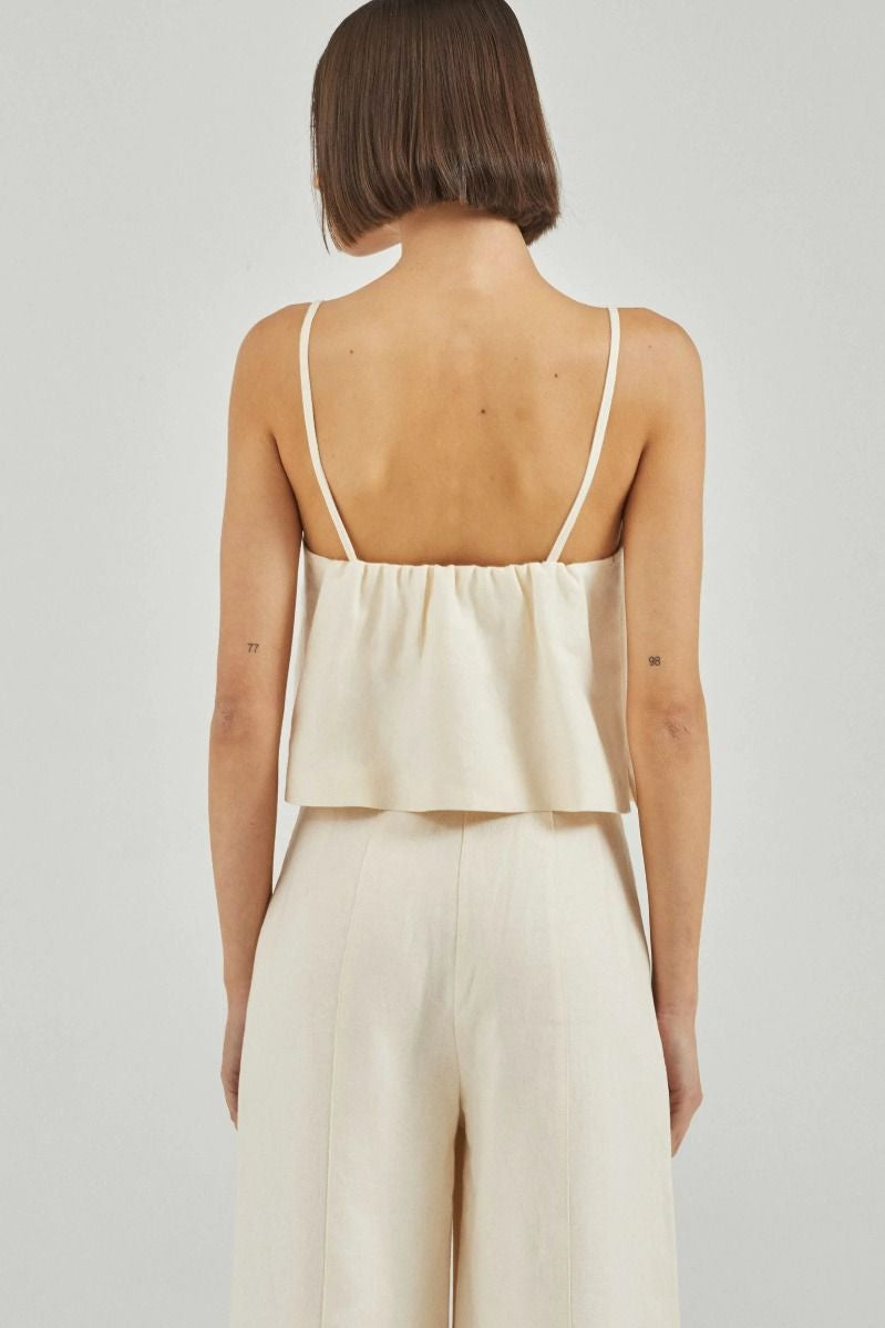 The Mila Top Ivory Linen