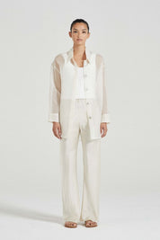 The Amira Shirt Jacket Sheer White