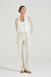 The Amira Shirt Jacket Sheer White