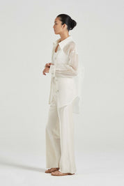 The Amira Shirt Jacket Sheer White