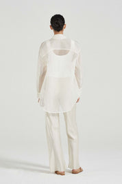 The Amira Shirt Jacket Sheer White