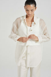 The Amira Shirt Jacket Sheer White