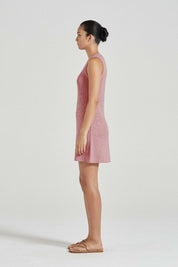 The Cleo Mini Dress Blush Cotton