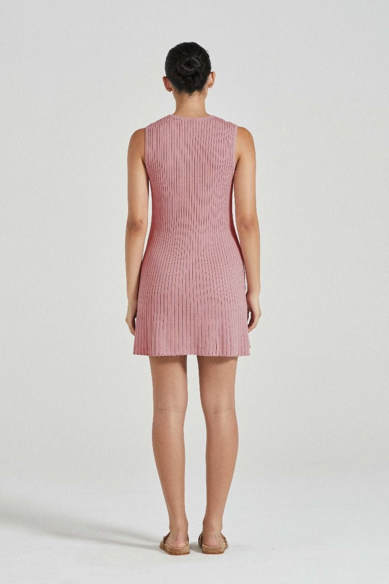 The Cleo Mini Dress Blush Cotton