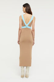 Lilian Dress Sand/Aqua