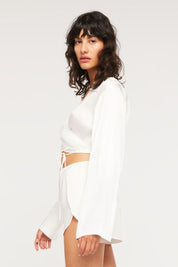 Karli Wrap Shirt Bright Ivory