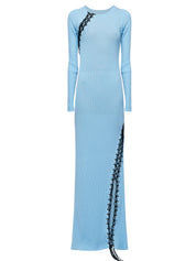 Edie Macramé Maxi Dress - Icy Blue