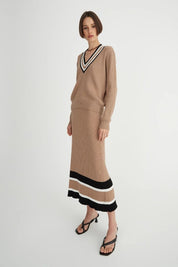 Breton Skirt Tan Stripe