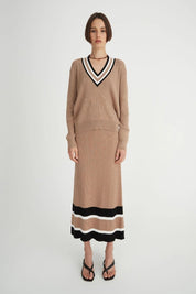 Breton Skirt Tan Stripe