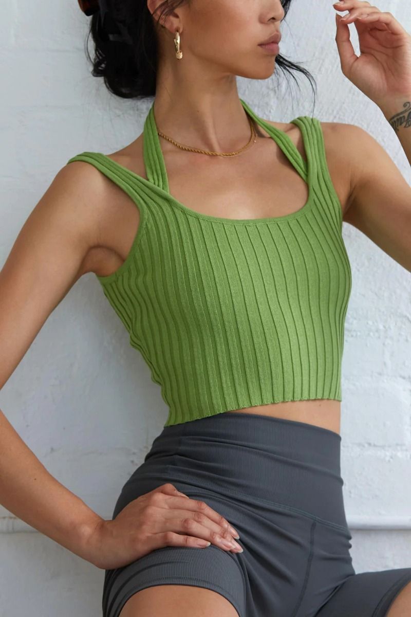 Algarve Rib Knit Tank Green