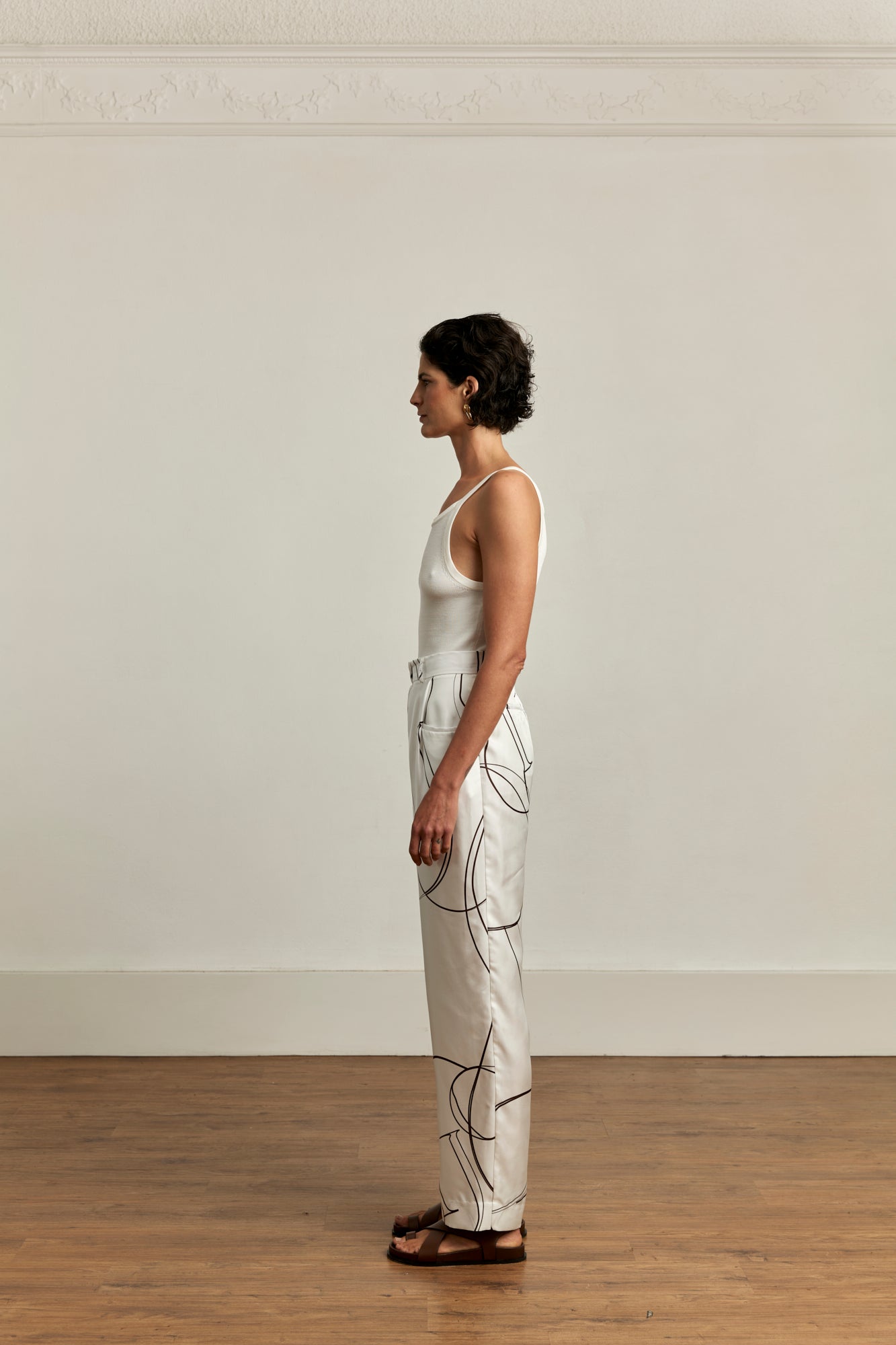 Emery Trouser | Silk Print Naturale