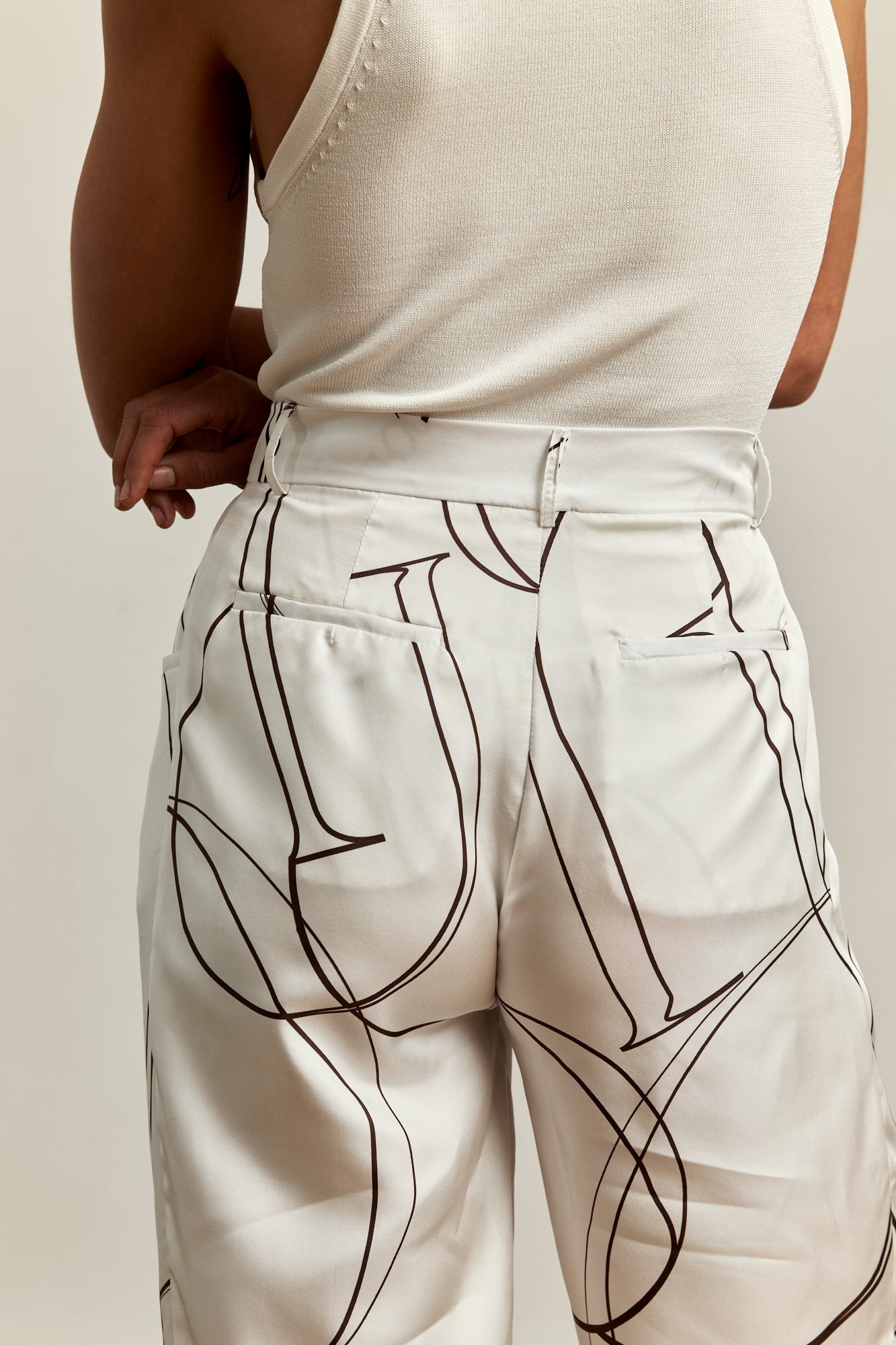 Emery Trouser | Silk Print Naturale