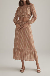 Jolinn Top Tan Polka