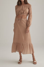 Jolinn Top Tan Polka