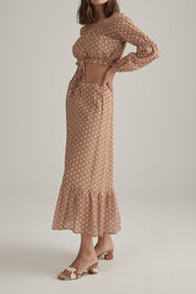 Jolinn Top Tan Polka