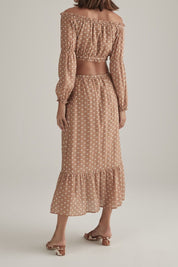 Jolinn Top Tan Polka