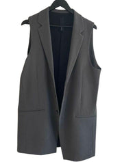 3 Button Wool Crepe Vest Mid Grey