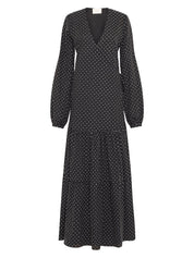 long wrap dress Black White