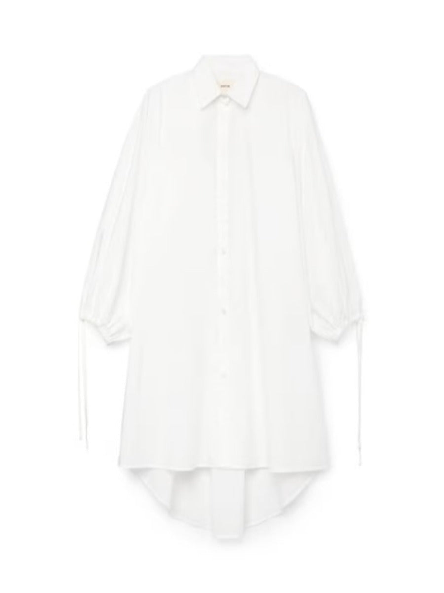 Tie Sleeve Shirt Dress White