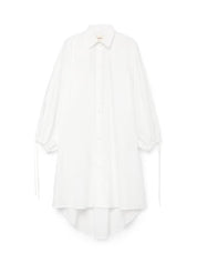 Tie Sleeve Shirt Dress White