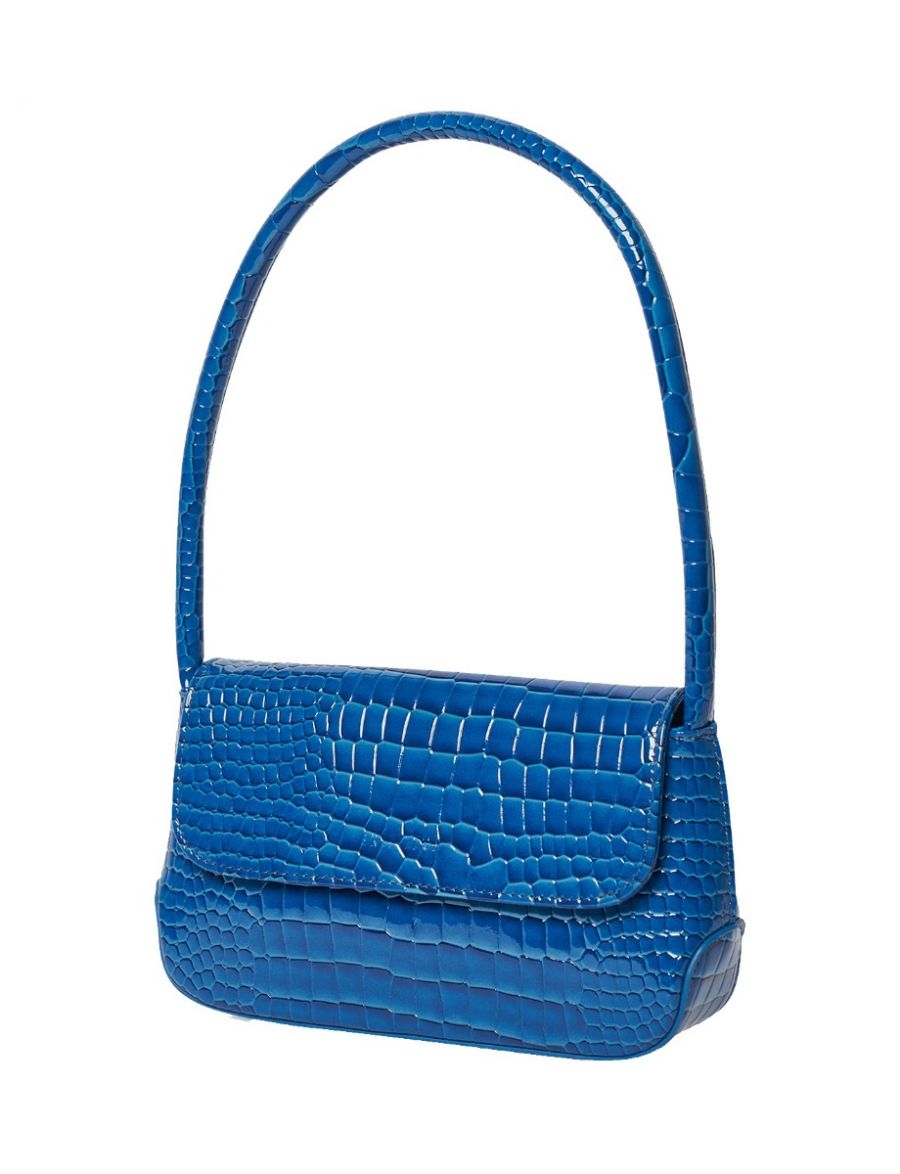 Mini Camille Bag Cobalt Wet Croc