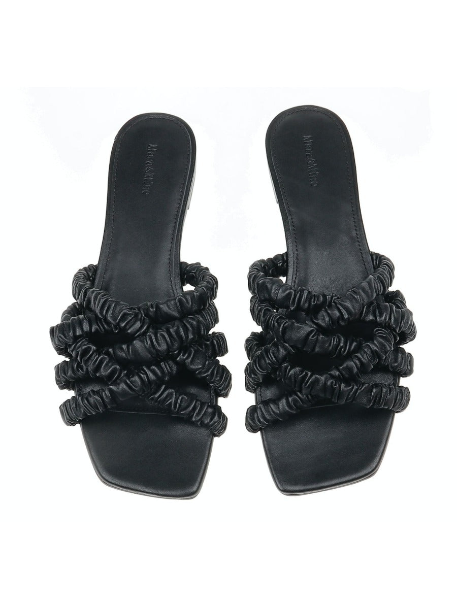 Theresa Scrunchie Sandal - Black