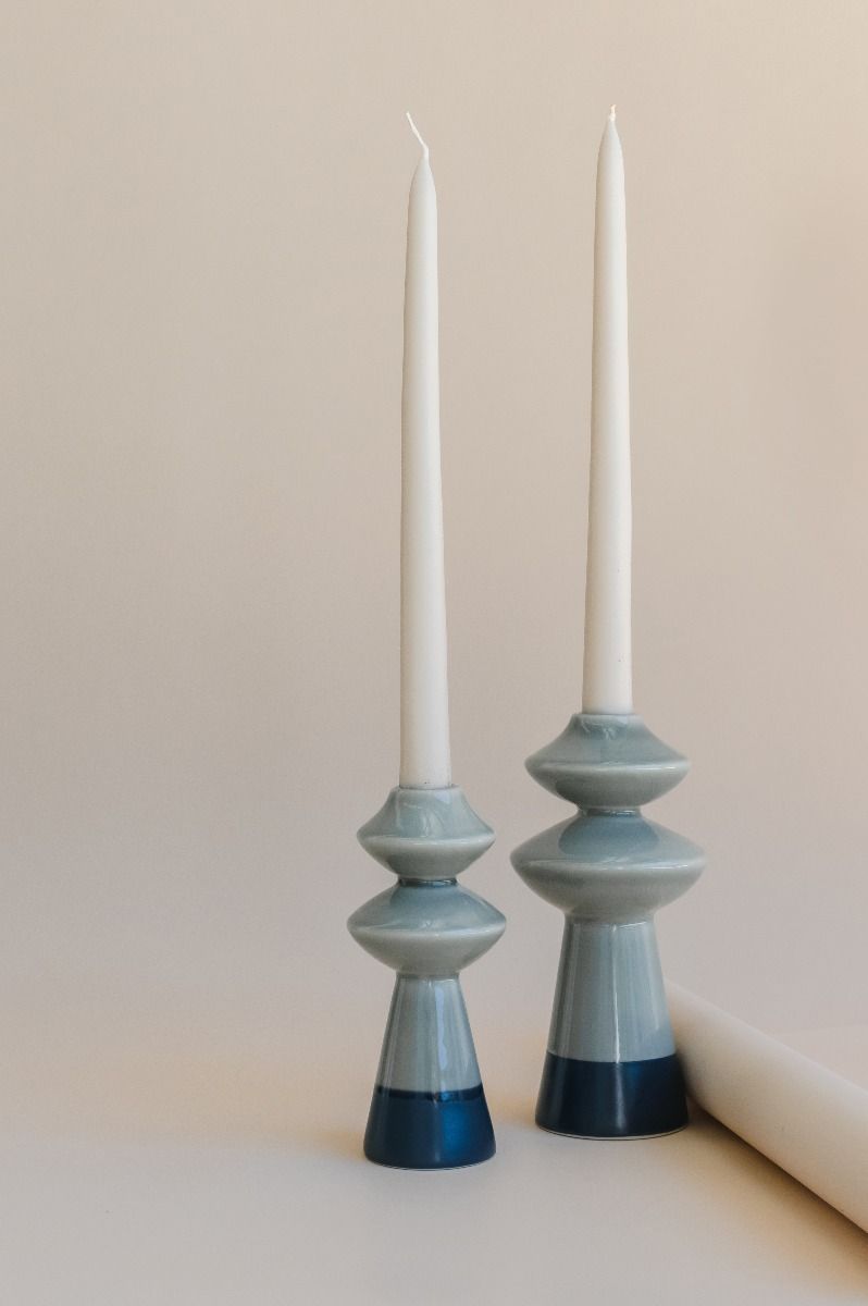 Jagger Candleholder Pair - Slate Grey