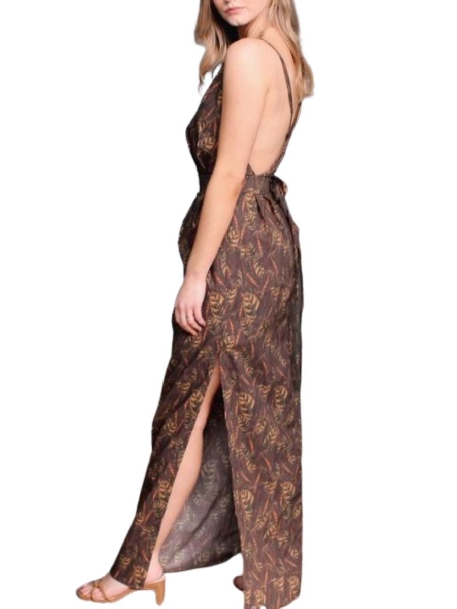 backless long dress Leaf