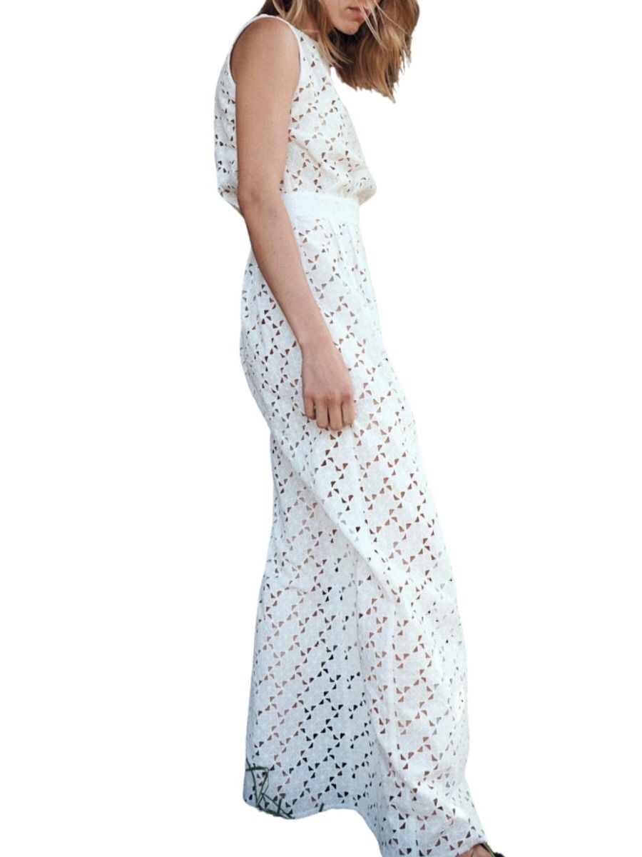 cut-out lace dress White