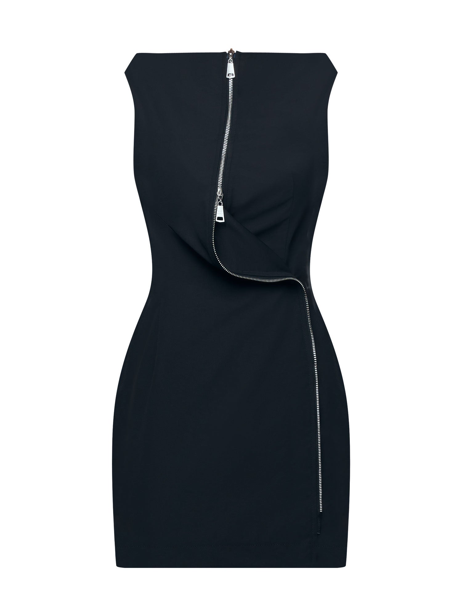 Lucie Zipper Mini Dress - Black