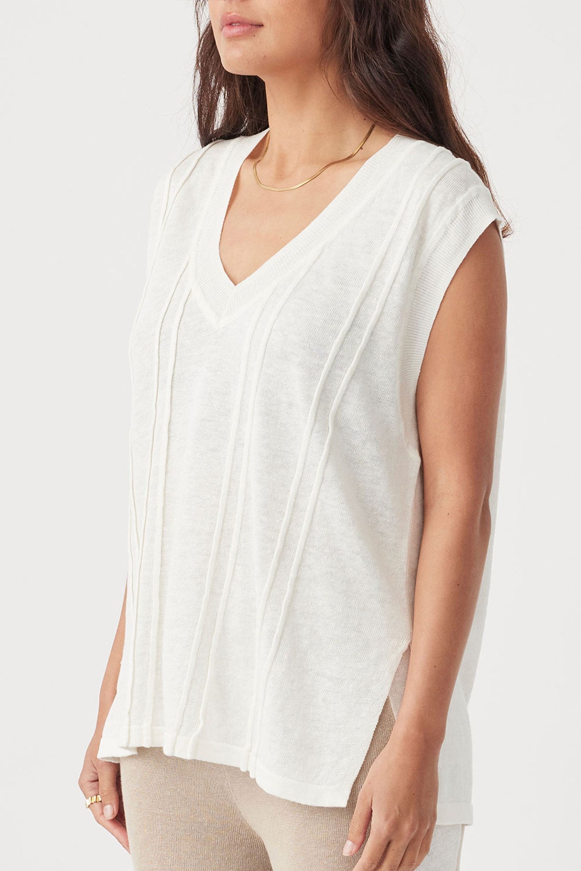 Darcy Linen Knit Vest - Cream