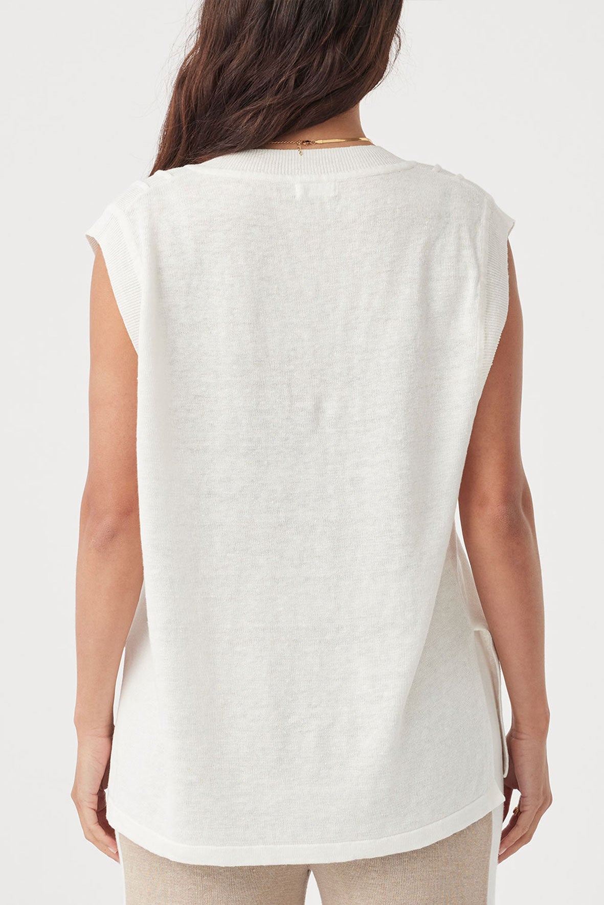 Darcy Linen Knit Vest - Cream