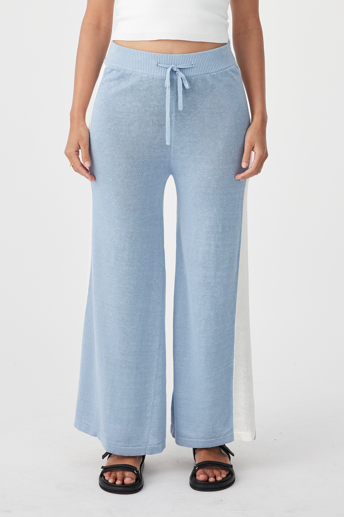 Larri Organic Linen Pant - Sky & Cream