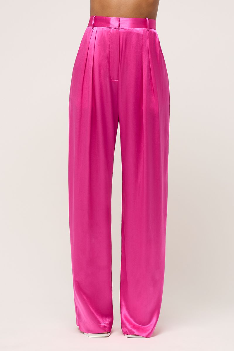 Relaxed Silk Boy Pant - Pink