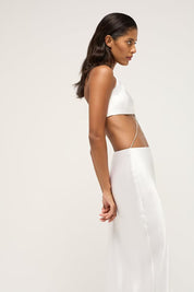 Nomi Crystal Halter Dress - White