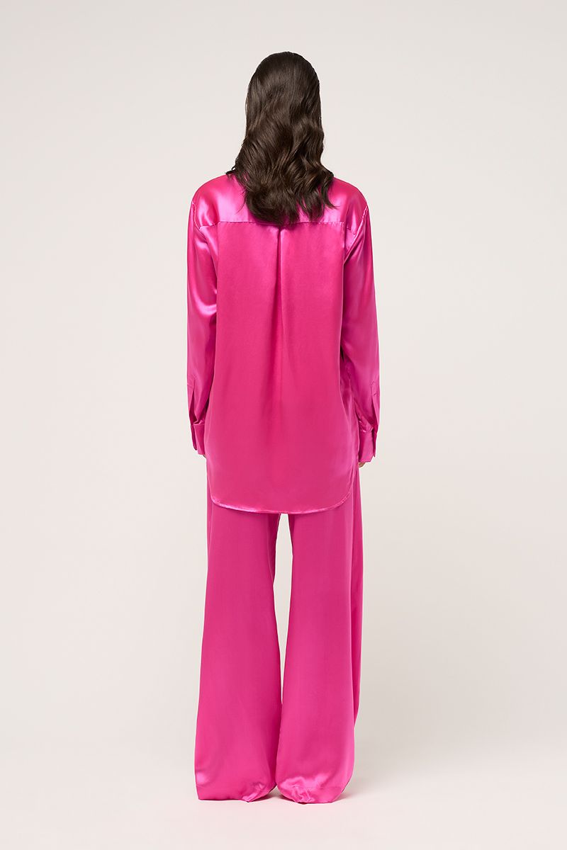 Relaxed Silk Boy Pant - Pink