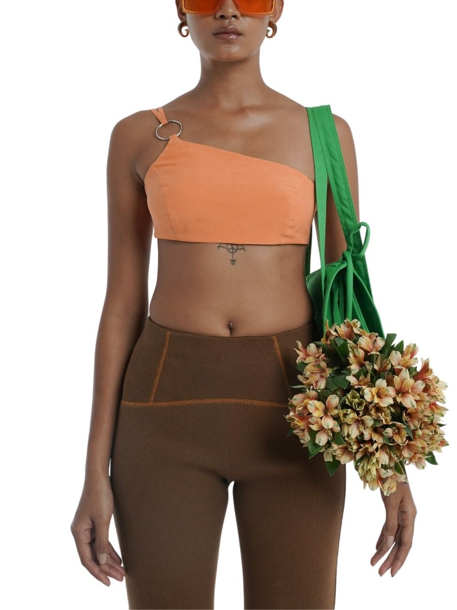 Single Strap Ring Crop in Fanta