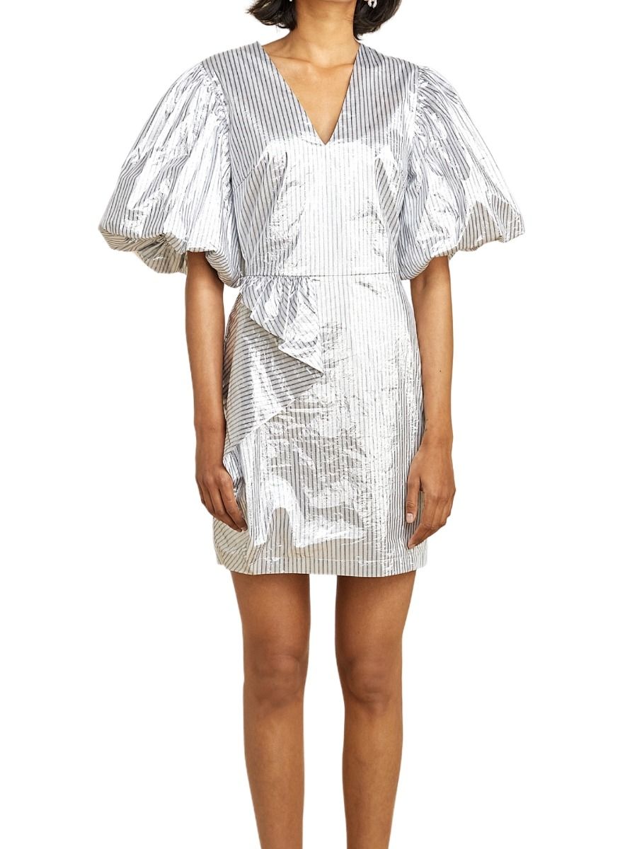 LILY DRESS SILVER BLACK STRIPE